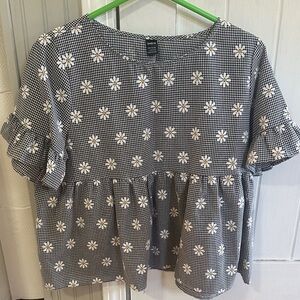 ‼️LAST CHANCE‼️ Floral Peplum Gingham Blouse